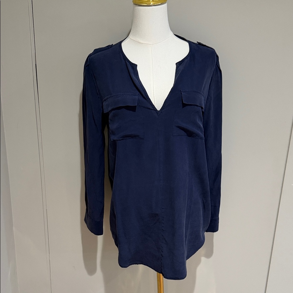 Joie Deep Blue V-Neck Blouse